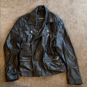 Express Quilted Black Leather Jacket